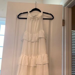 Halter three tiered white dress